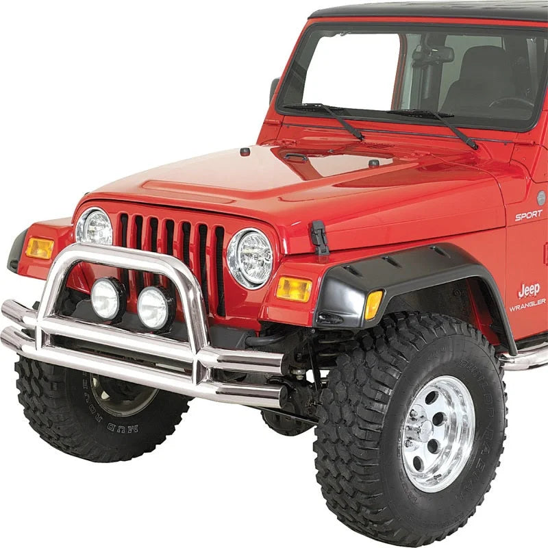 Rugged Ridge 3-In Double Tube Front Bumper SS 76-06 Models - Side View