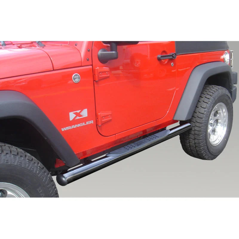 Rugged Ridge 3-In Round Side Steps Black 07-18 2-Door Jeep Wrangler - Side View