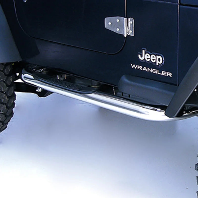 Rugged Ridge 3-In Round Tube Steps SS 97-06TJ - Side View