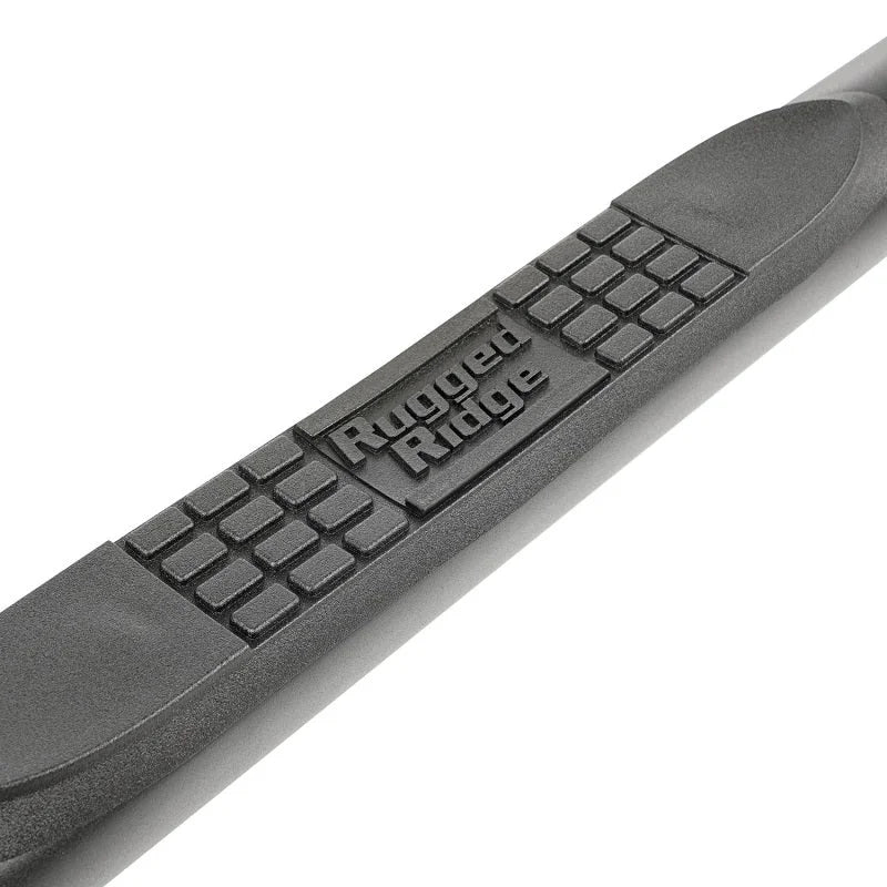Rugged Ridge 3in Round Side Step Fine Textured Black 2020 JT - Side View