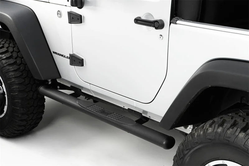 Rugged Ridge 4 1/4-In Oval Side Step Black 07-18 Jeep Wrangler JK - Side View