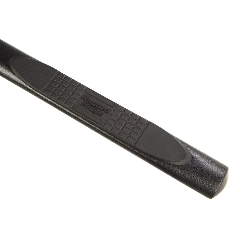 Rugged Ridge 4in Oval Side Step Black 18-20 Jeep Wrangler JL 4DR - Side View