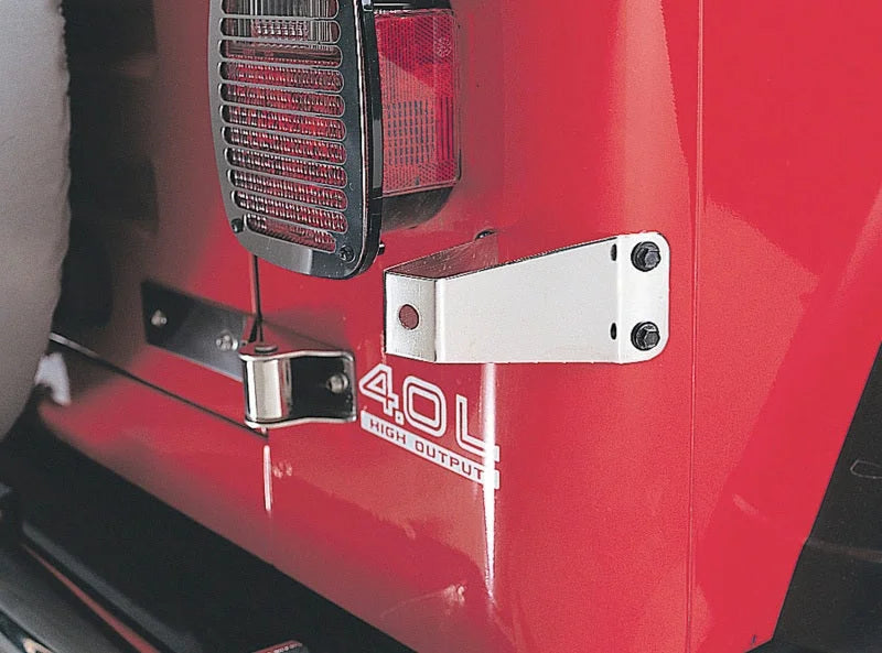 Rugged Ridge 76-95 Jeep CJ / Jeep Wrangler TJ Stainless Steel Tire Stop - Side View