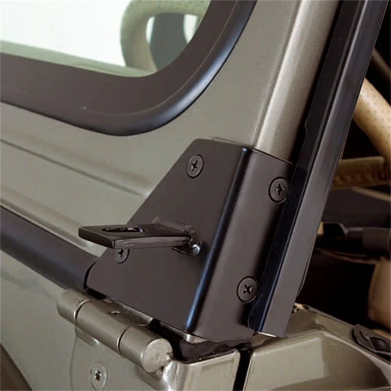 Rugged Ridge 76-95 Jeep CJ/YJ Black Windshield Hinge Light Brackets - Side View