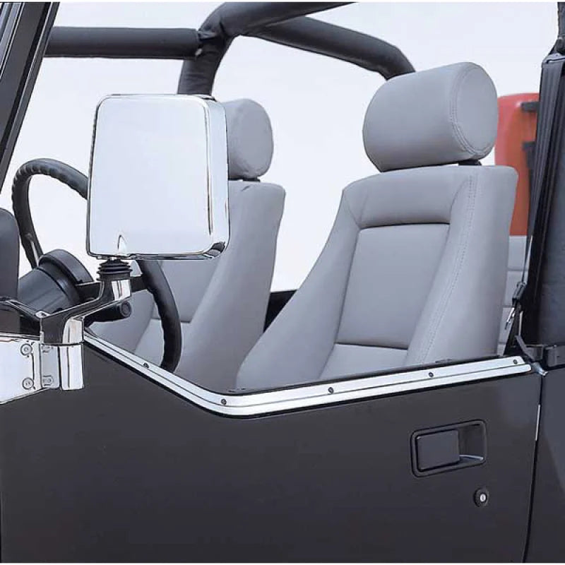 Rugged Ridge 87-95 Jeep Wrangler YJ Stainless Steel Half Door Retaining Channel - Side View