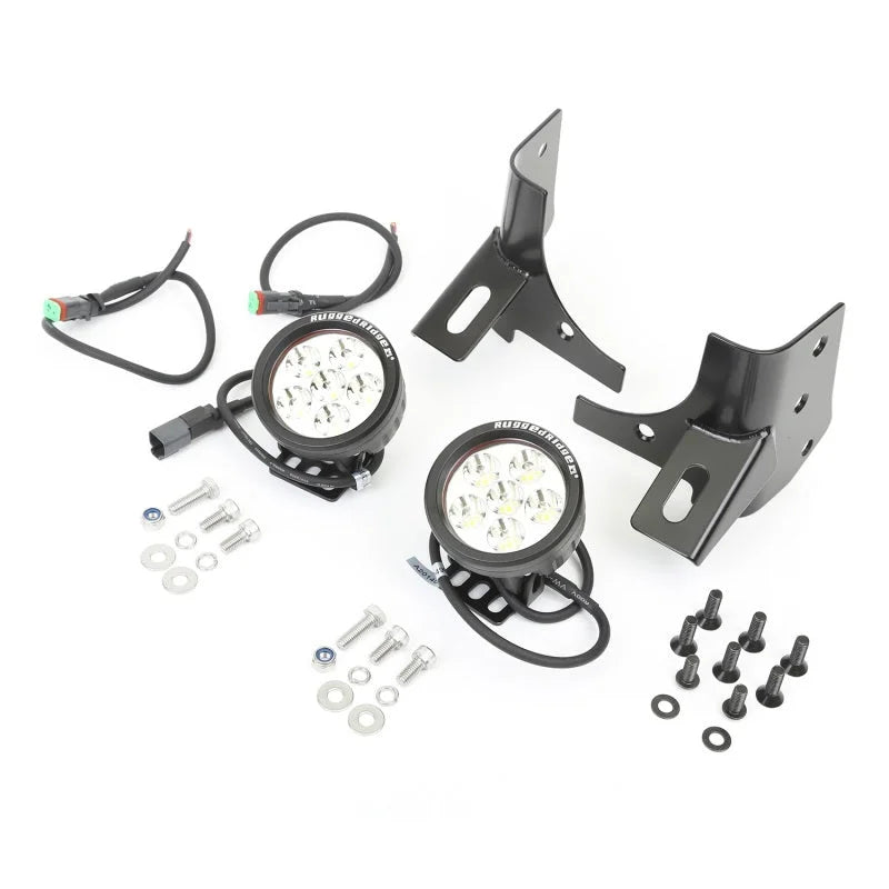 Rugged Ridge 97-06 Jeep Wrangler Round Windshield LED Kit w/ Brackets - Side View