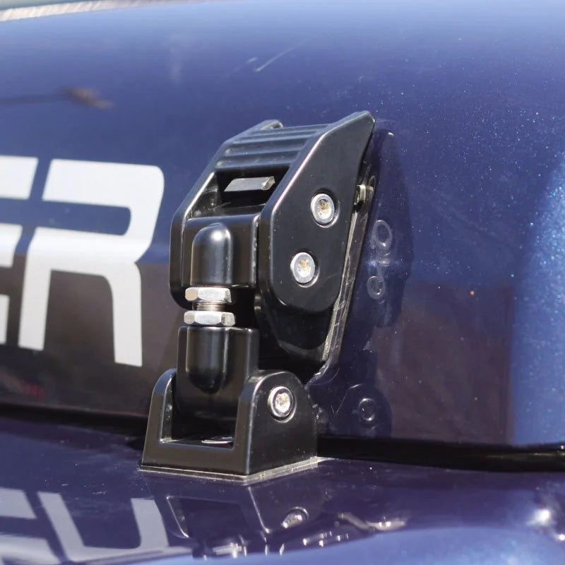 Rugged Ridge 97-06 Jeep Wrangler TJ Black Aluminum Hood Catches - Side View