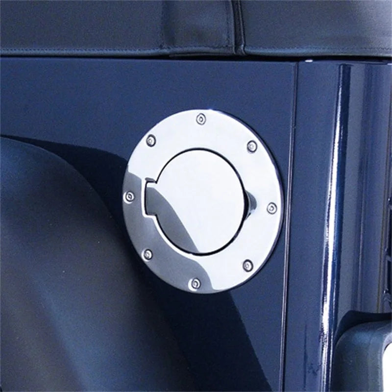 Rugged Ridge 97-06 Jeep Wrangler TJ Stainless Steel Non-Locking Gas Cap Door - Side View