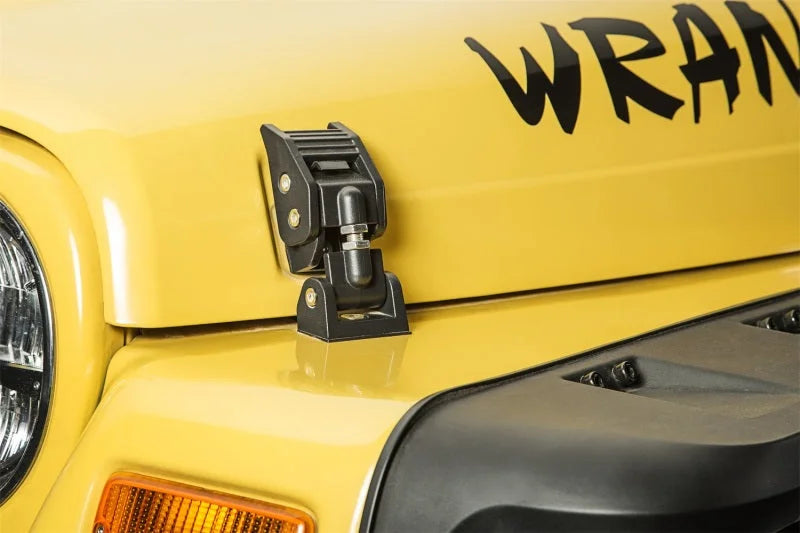 Rugged Ridge 97-06 Jeep Wrangler TJ Textured Black Hood Catches - Side View