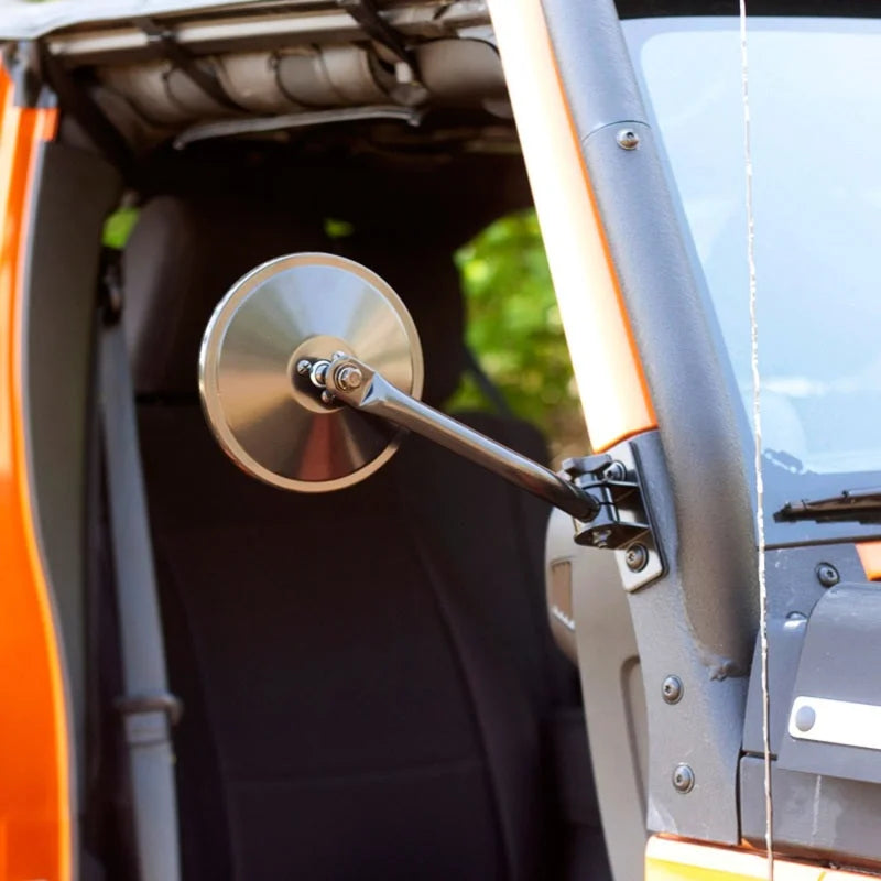 Rugged Ridge 97-18 Jeep Wrangler Black Round Quick Release Mirror - Back View