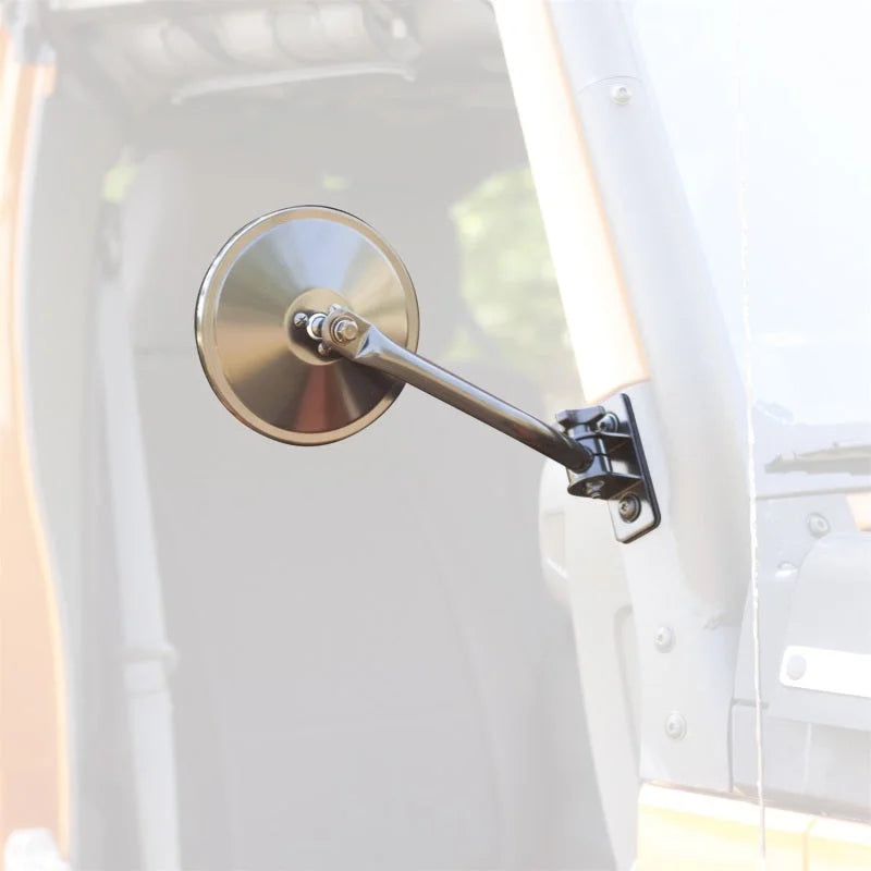 Rugged Ridge 97-18 Jeep Wrangler Black Round Quick Release Mirror - Installation View
