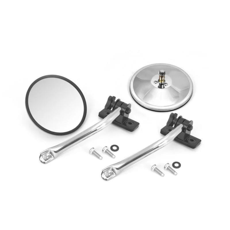 Rugged Ridge 97-18 Jeep Wrangler Stainless Steel Round Quick Release Mirror Relocation Kit - Side View