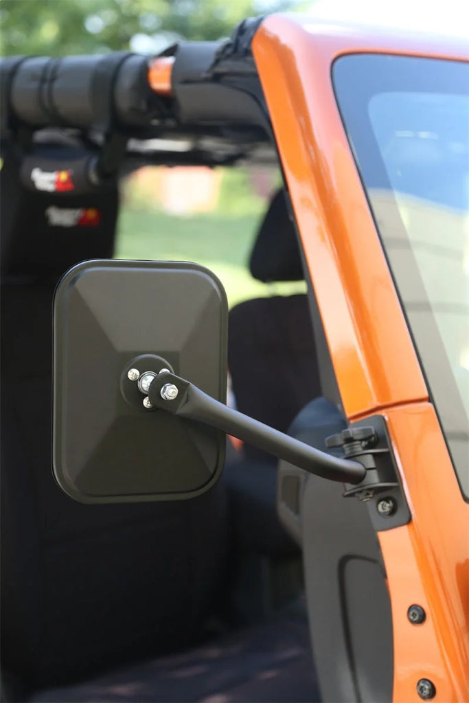 Rugged Ridge 97-18 Jeep Wrangler Textured Black Rectangluar Quick Release Mirror Kit - Side View
