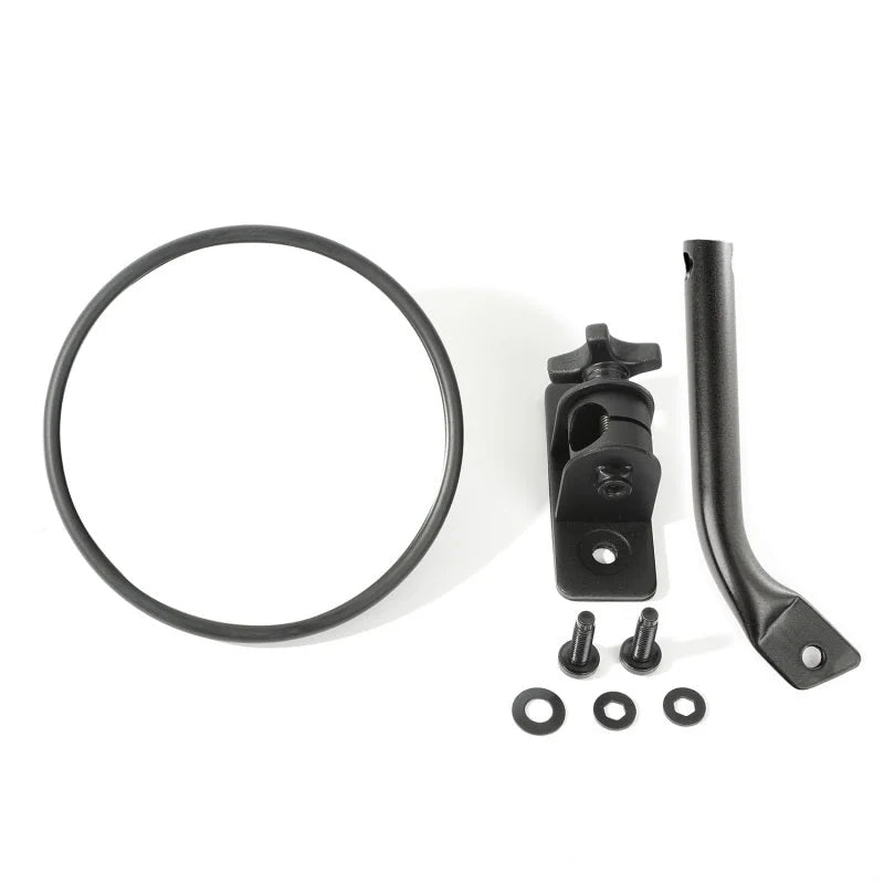 Rugged Ridge 97-18 Jeep Wrangler Textured Black Round Stubby Trail Mirror - Main Product View