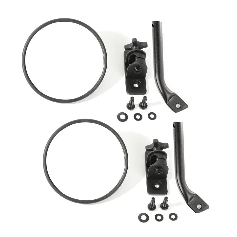 Rugged Ridge 97-18 Jeep Wrangler Textured Black Round Stubby Trail Mirror Kit - Main Product View