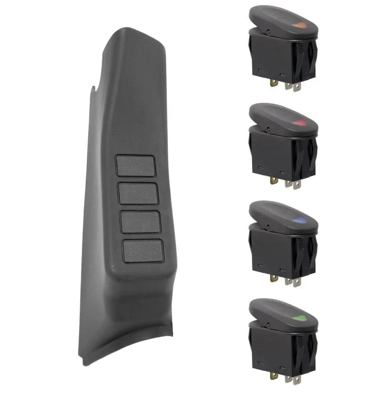 Rugged Ridge A-Pillar 4 Switch Pod Black RHD 11-18 Jeep Wrangler JK - Main Product View