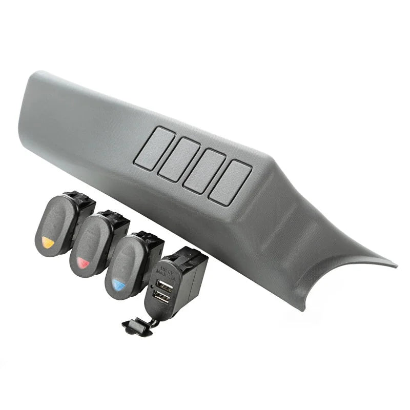 Rugged Ridge A-Pillar Pod Kit 3 Switch USB 07-10 JK/JKU - Side View