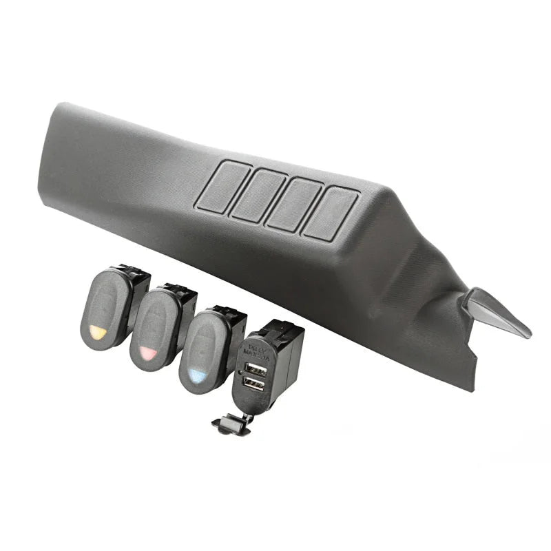 Rugged Ridge A-Pillar Pod Kit 3 Switch USB 11-18 JK/JKU - Side View