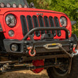 Load image into Gallery viewer, Rugged Ridge Arcus Front Bumper Tube Overrider Black JK - Installation View