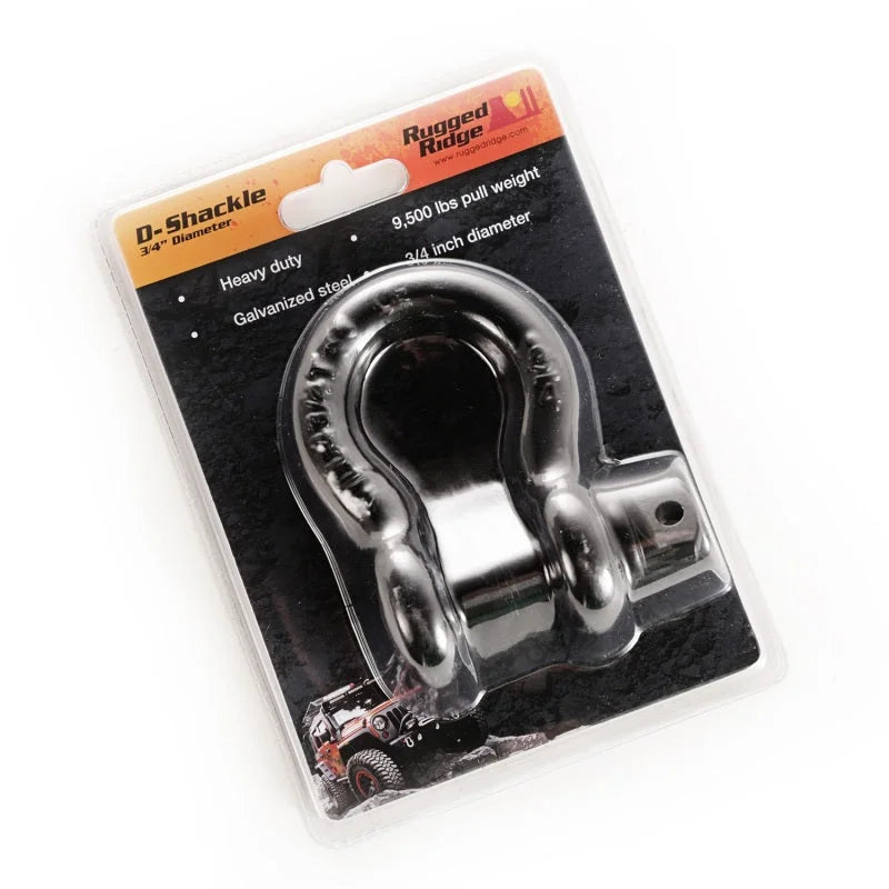 Rugged Ridge Black 9500lb 3/4in D-Ring - Back View