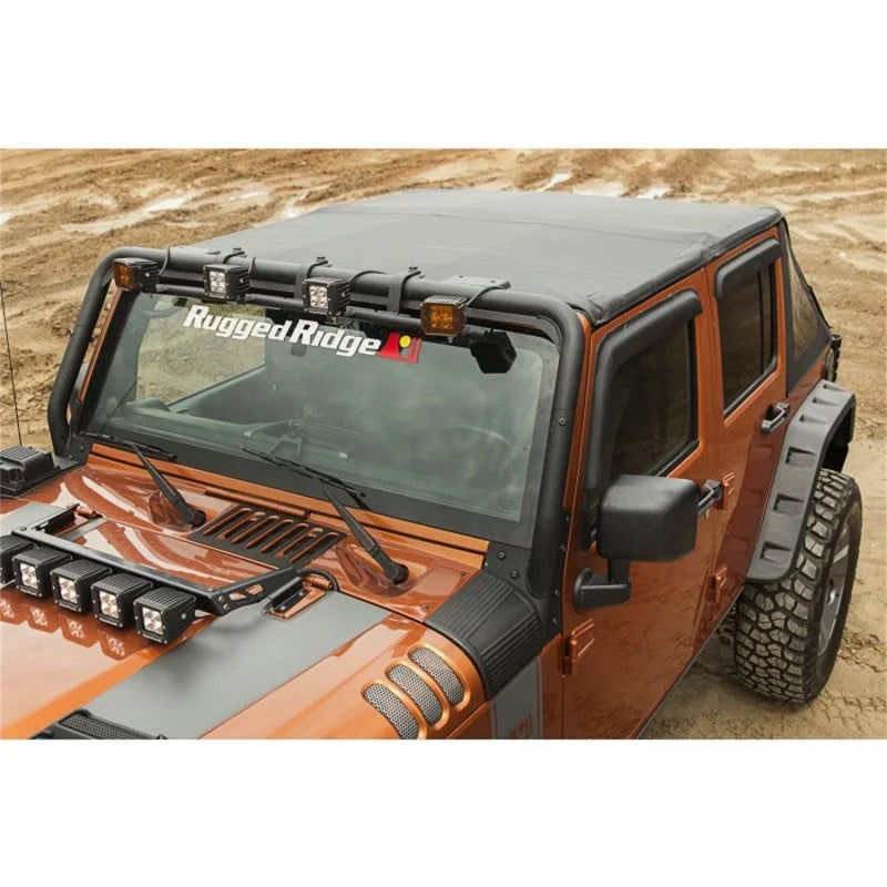 Rugged Ridge Bowless Soft Top Black Diamond 4-Door 07-18 Jeep Wrangler JK - Back View