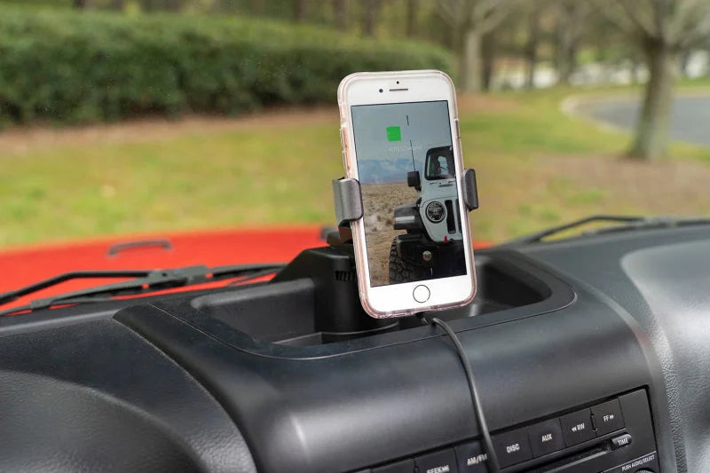 Rugged Ridge Dash Multi-Mount Charging Phone Kit 11-18 JK - Installation View