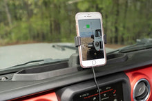 Load image into Gallery viewer, Rugged Ridge Dash Multi-Mount Charging Phone Kit 18-20 Jeep Wrangler JL/JT - Installation View