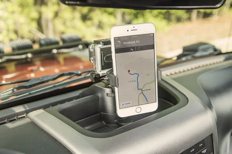 Rugged Ridge Dash Multi-Mount Phone Kit 11-18 Jeep Wrangler - Side View