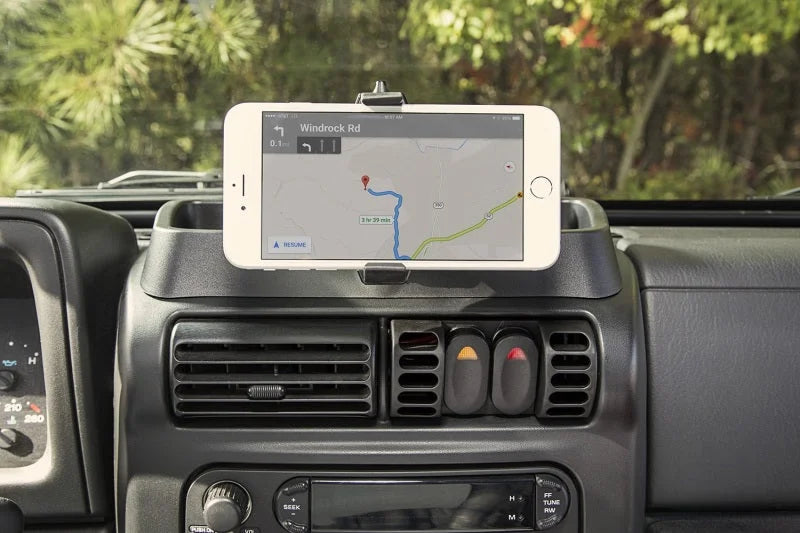 Rugged Ridge Dash Multi-Mount W/Phone Holder 97-06 Jeep Wrangler - Installation View