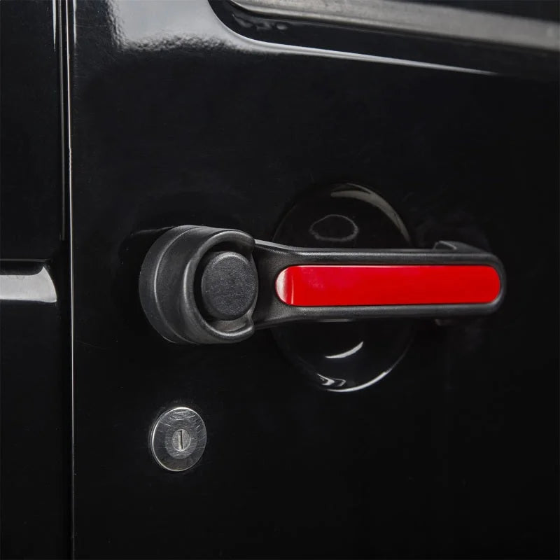 Rugged Ridge Door Handle Inserts Red 07-18 Jeep Wrangler JK 4Door - Side View