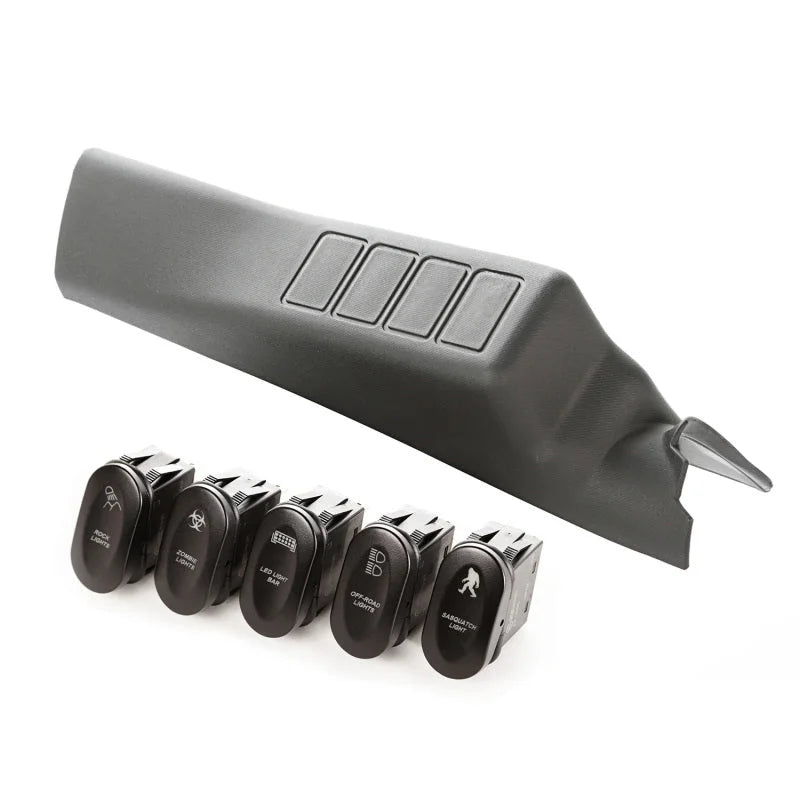 Rugged Ridge Etched A-Pillar 4 Switch Pod Kit LHD 11-18 JK - Main Product View