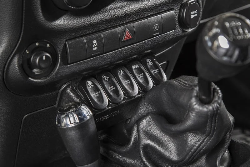 Rugged Ridge Etched Lower 5 Switch Panel Kit 11-18 JK - Side View