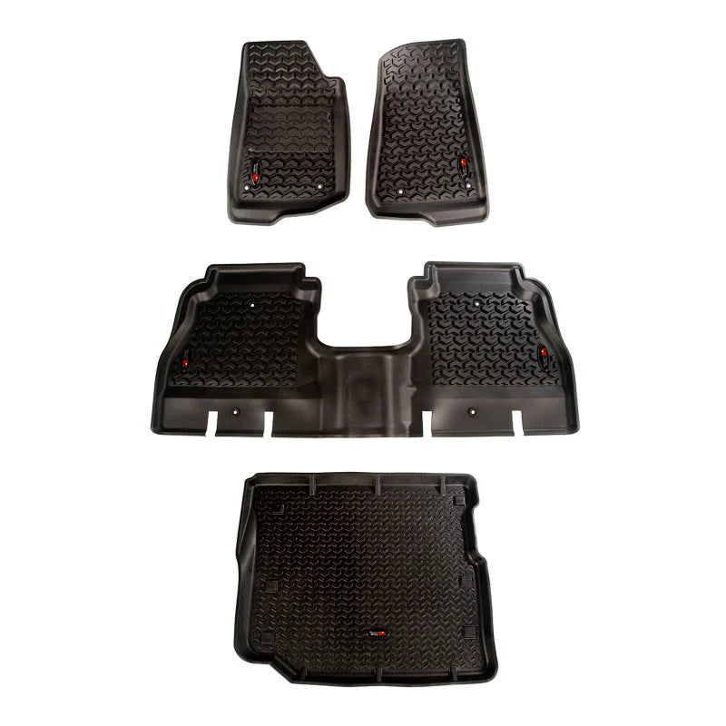 Rugged Ridge Floor Liner Front/Rear/Cargo Black 18-21 Jeep Wrangler JL 4 Dr (Excl. 4XE Models) - Main Product View