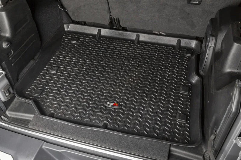Rugged Ridge Floor Liner Front/Rear/Cargo Black 18-21 Jeep Wrangler JL 4 Dr (Excl. 4XE Models) - Installation View