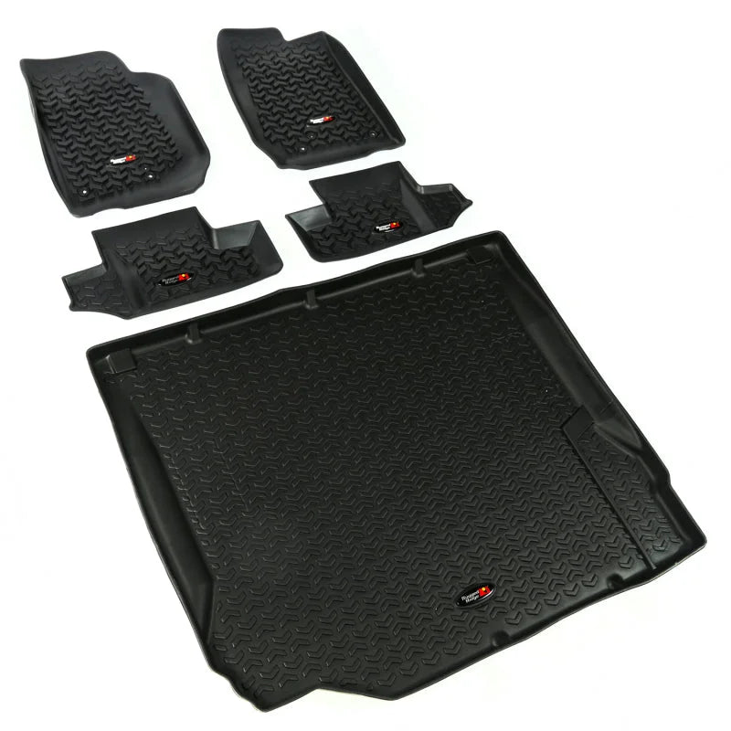 Rugged Ridge Floor Liner Front/Rear/Cargo Black 2007-2010 Jeep Wrangler JK 2 Dr - Side View