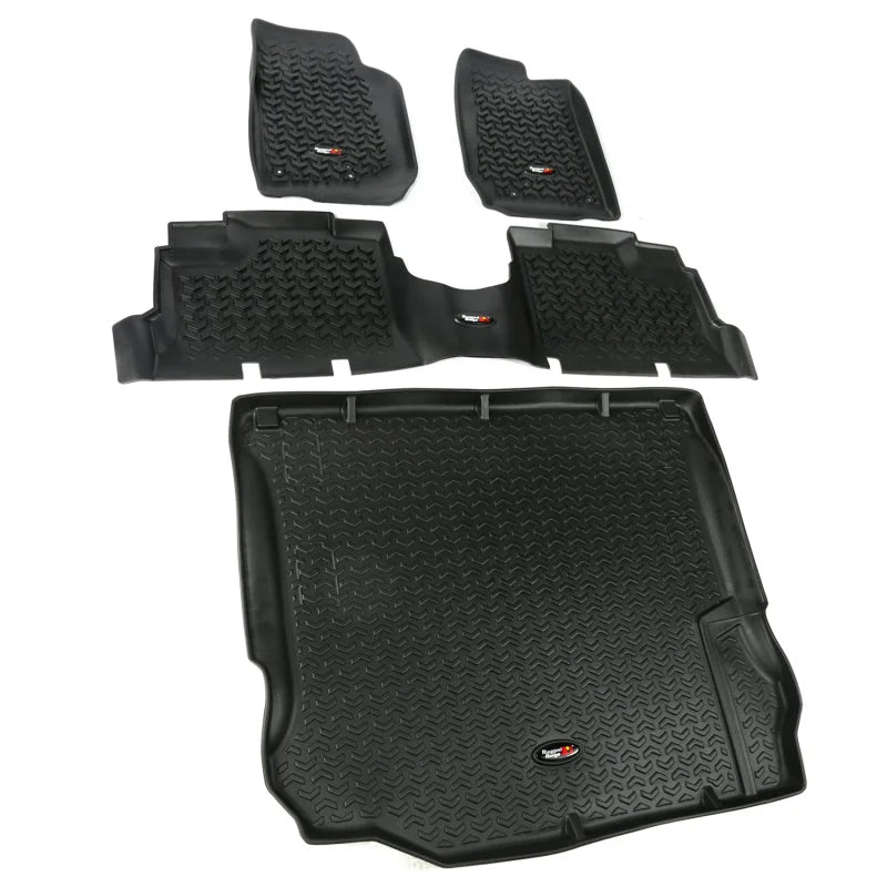 Rugged Ridge Floor Liner Front/Rear/Cargo Black 2011-2018 Jeep Wrangler Unlimited JK 4 Dr - Side View