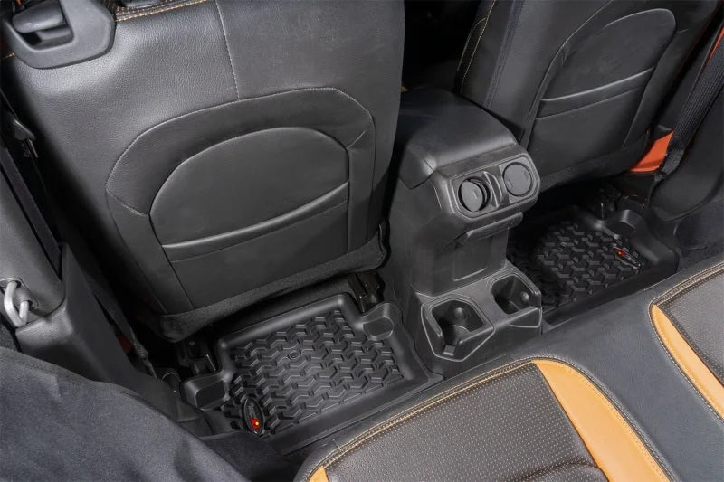 Rugged Ridge Floor Liner Kit Black F/R/Full Cargo 18-20 Jeep Wrangler JL 2Dr - Back View