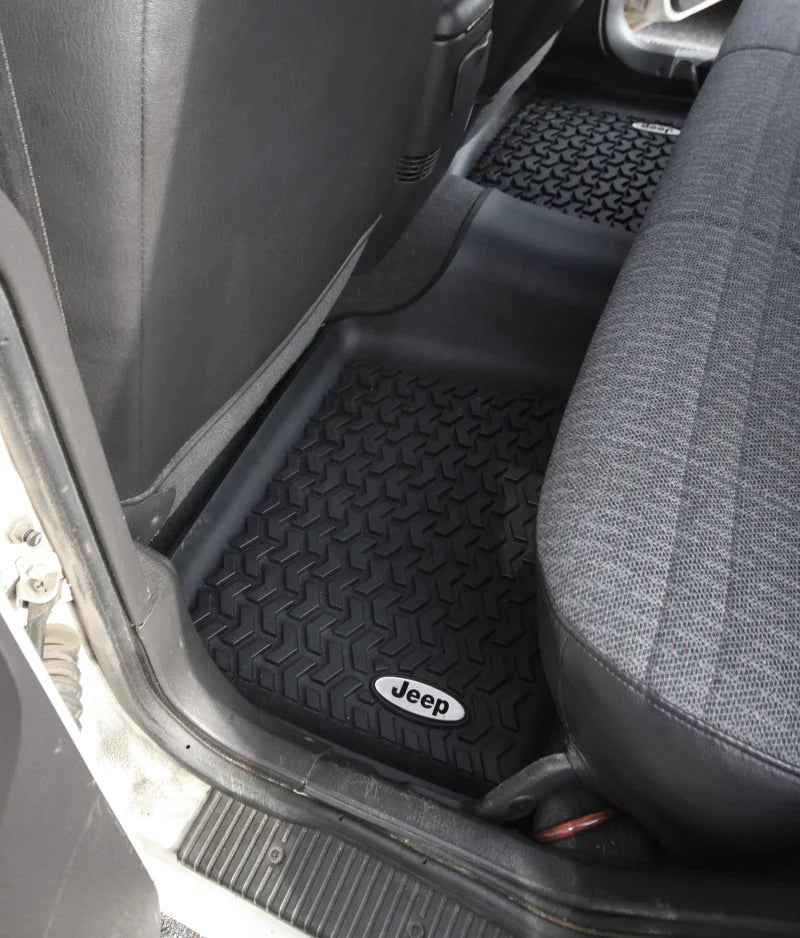 Rugged Ridge Floor Liner Rear Black 1984-2001 Jeep Logo Cherokee XJ - Side View