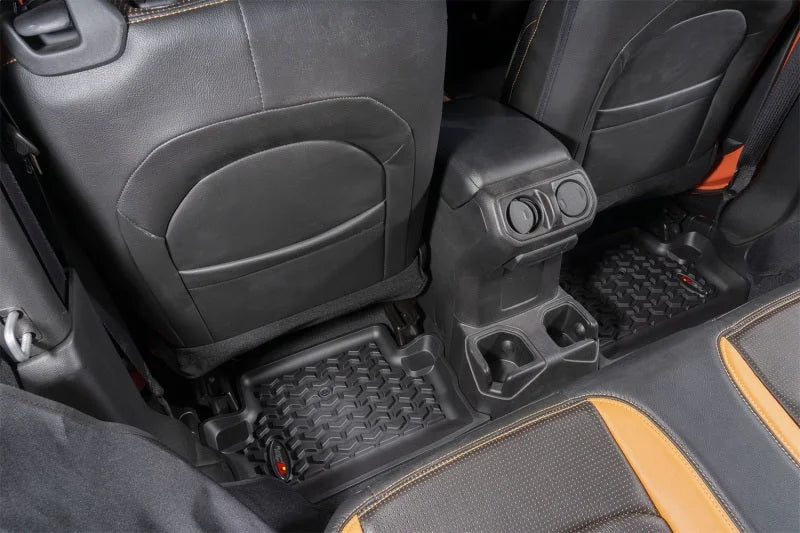 Rugged Ridge Floor Liner Rear Black 2018-2020 Jeep Wrangler JL 2 Dr - Installation View