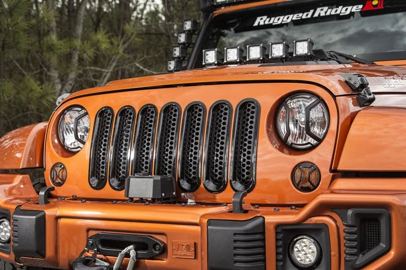 Rugged Ridge Grille Inserts Perforated 07-18 Jeep Wrangler - Side View