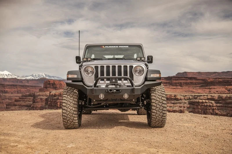 Rugged Ridge HD Bumper Full Width Front 07-18 Jeep Wrangler JK 18-20 Jeep Wrangler JL 2020 JT - Installation View