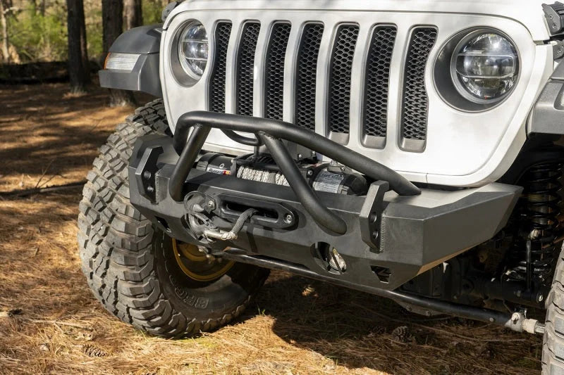 Rugged Ridge HD Bumper Stubby Front 07-18 Jeep Wrangler JK 18-20 Jeep Wrangler JL 2020 JT - Back View