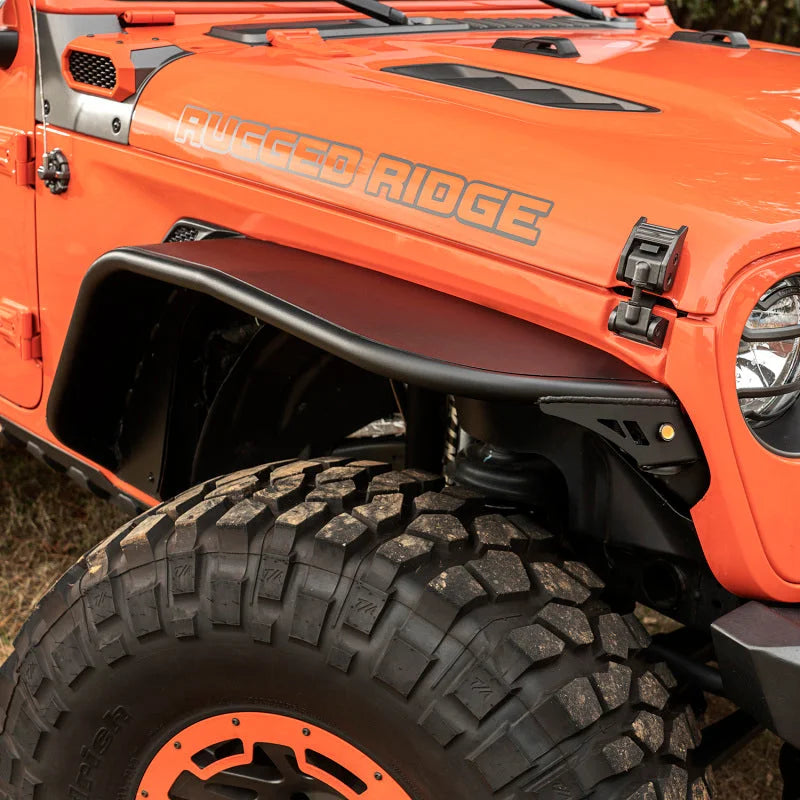 Rugged Ridge HD Steel Tube Fenders Full Set Black 18-19 JL - Installation View