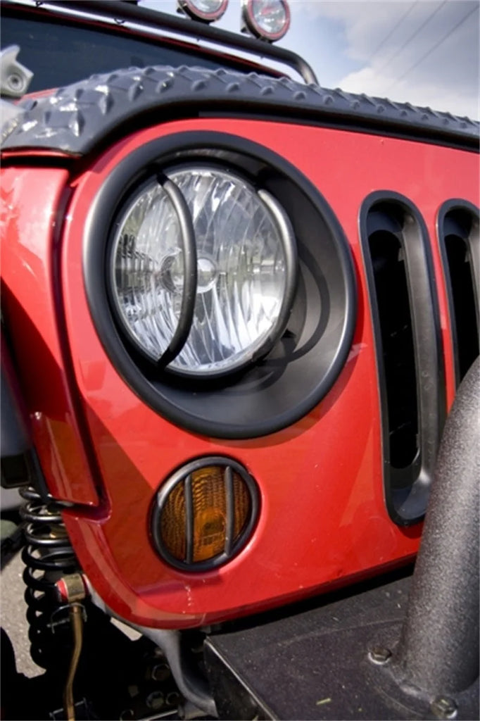 Rugged Ridge Headlight Bezels Black 07-18 Jeep Wrangler JK - Side View