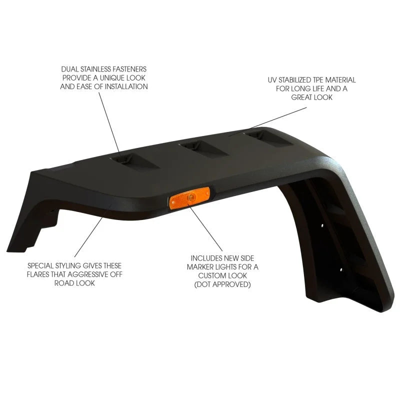 Rugged Ridge Hurricane Flat Fender Flare Kit 07-18 Jeep Wrangler - Main Product View