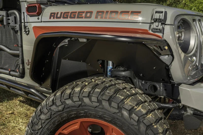 Rugged Ridge Inner Fender Liners Frnt Aluminum Black 18-20 Jeep Wrangler JL - Side View