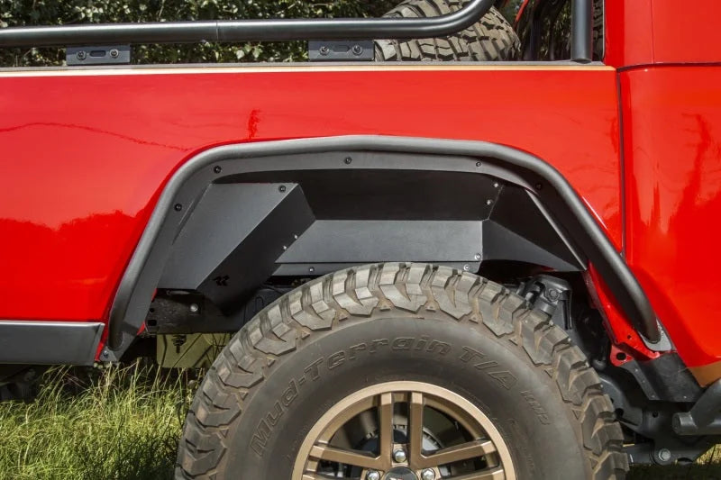 Rugged Ridge Inner Fender Liners Rear Aluminum Black 20-21 Jeep Gladiator JT - Side View