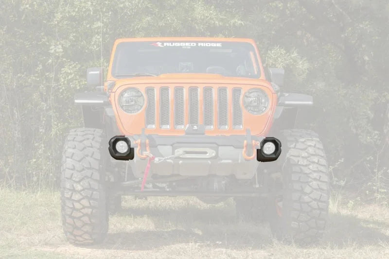 Rugged Ridge Jeep 19-22 Wrangler JL/20-22 Gladiator Venator Front Bumper Stubby Ends - Black - Side View