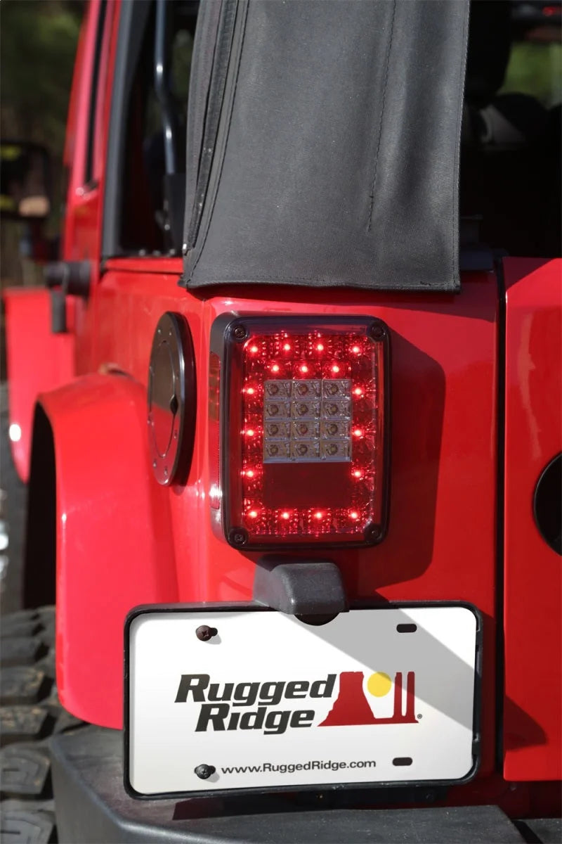 Rugged Ridge Led Tail Light Set Smoke 07-18 Jeep Wrangler - Side View