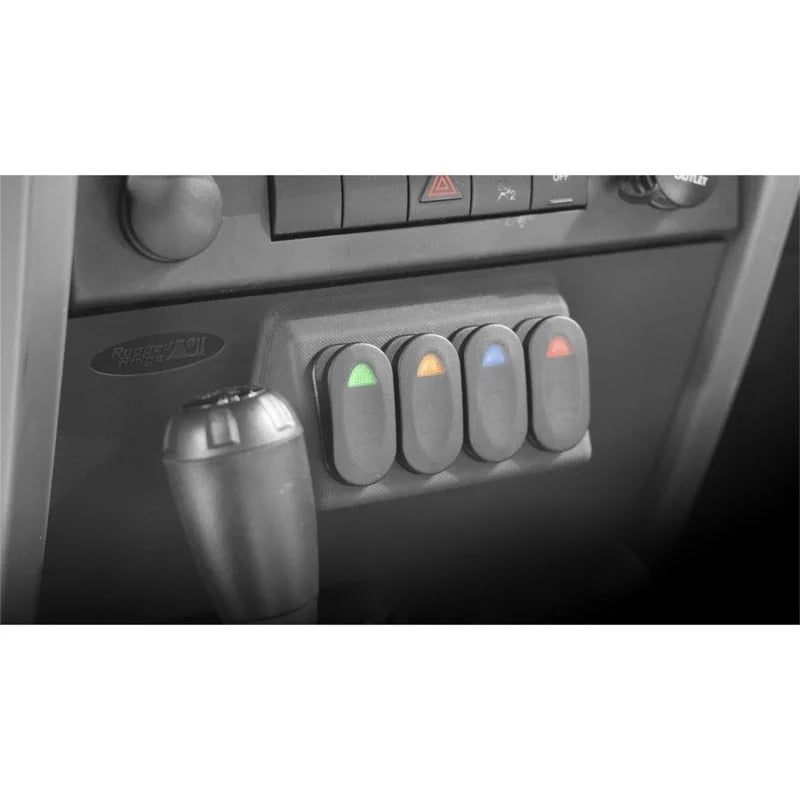 Rugged Ridge Lower Console Switch Panel 07-10 Jeep Wrangler JK - Side View